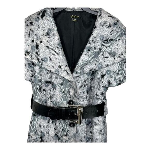 Cartise Ombré Wool Blend Portrait Collar Belted Short Sleeve Jacket Small Blazer - Picture 3 of 16
